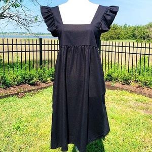 NWOT Black Flutter Short Sleeve Dress